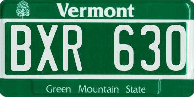 VT license plate BXR630