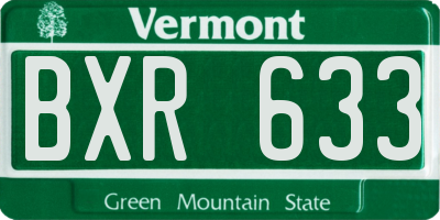 VT license plate BXR633