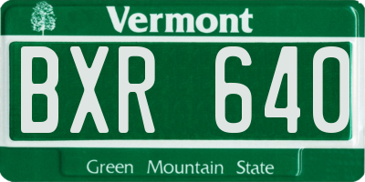 VT license plate BXR640