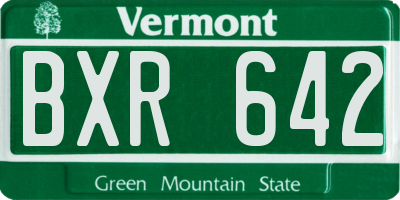 VT license plate BXR642