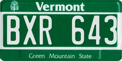 VT license plate BXR643