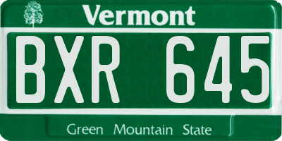 VT license plate BXR645