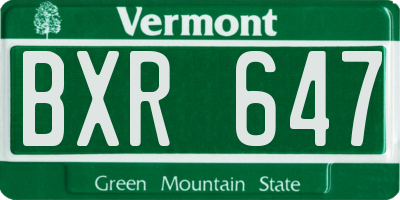 VT license plate BXR647