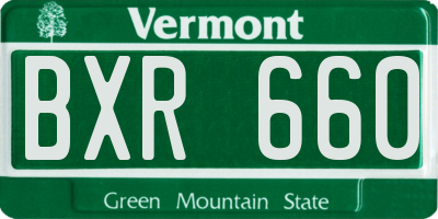 VT license plate BXR660