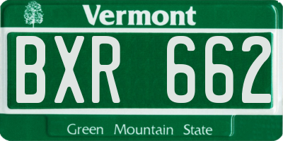 VT license plate BXR662