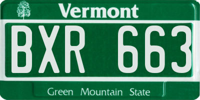 VT license plate BXR663