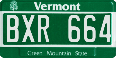 VT license plate BXR664