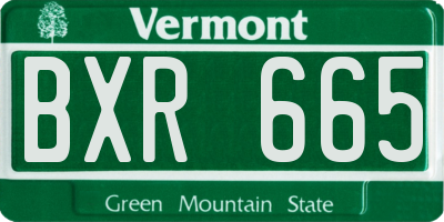 VT license plate BXR665