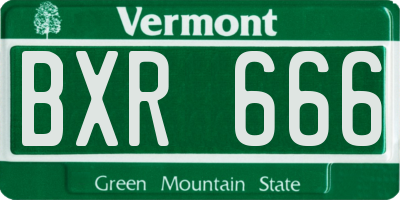 VT license plate BXR666