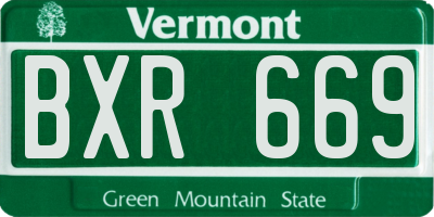VT license plate BXR669