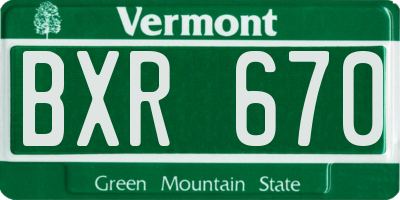VT license plate BXR670
