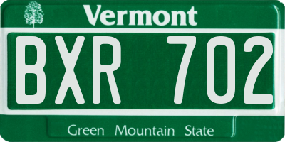 VT license plate BXR702