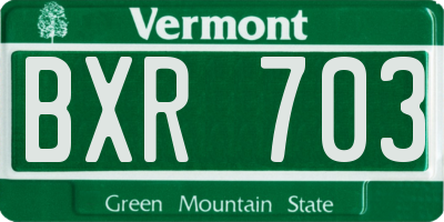 VT license plate BXR703