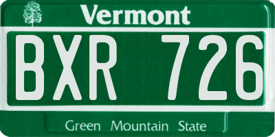 VT license plate BXR726