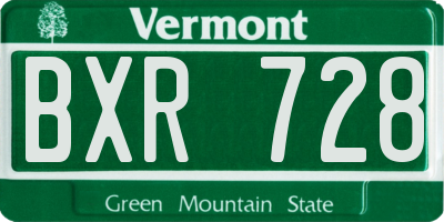VT license plate BXR728