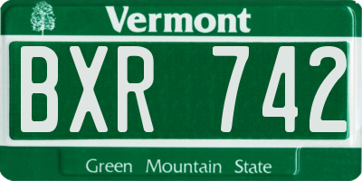 VT license plate BXR742