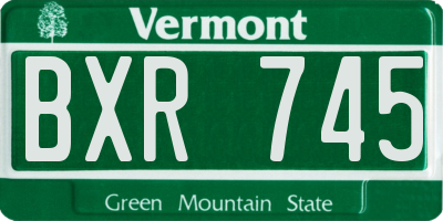 VT license plate BXR745