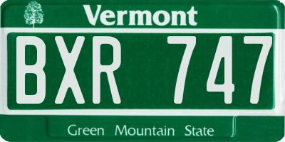 VT license plate BXR747