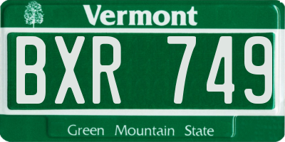 VT license plate BXR749