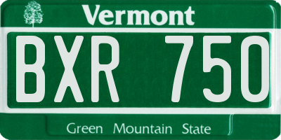 VT license plate BXR750