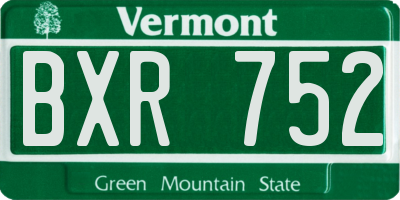 VT license plate BXR752