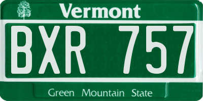 VT license plate BXR757