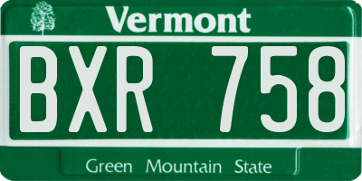 VT license plate BXR758