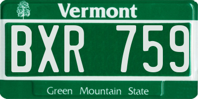VT license plate BXR759