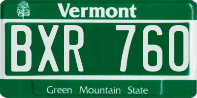 VT license plate BXR760