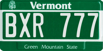 VT license plate BXR777