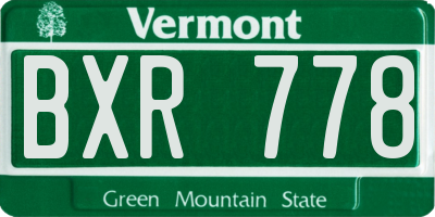 VT license plate BXR778