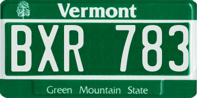 VT license plate BXR783