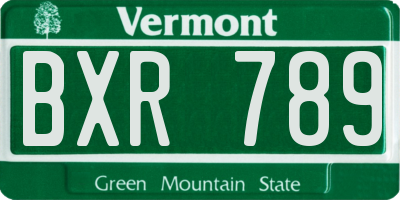 VT license plate BXR789