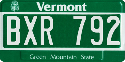 VT license plate BXR792