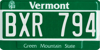 VT license plate BXR794