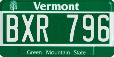 VT license plate BXR796