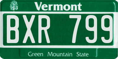 VT license plate BXR799