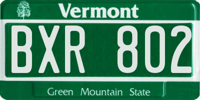 VT license plate BXR802
