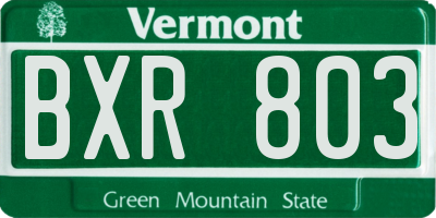 VT license plate BXR803