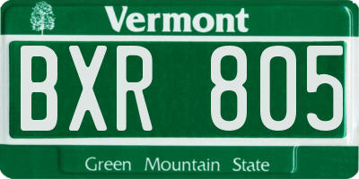 VT license plate BXR805
