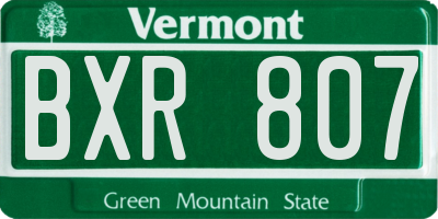 VT license plate BXR807