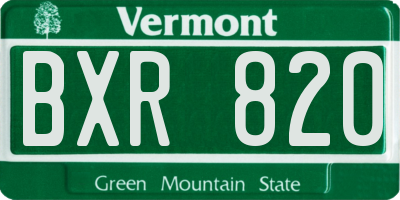 VT license plate BXR820