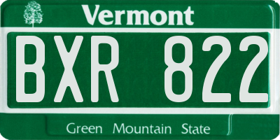 VT license plate BXR822