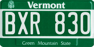 VT license plate BXR830