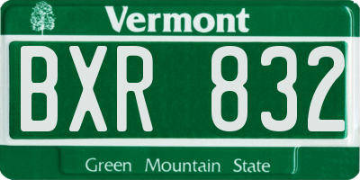 VT license plate BXR832