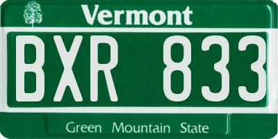 VT license plate BXR833