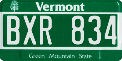 VT license plate BXR834