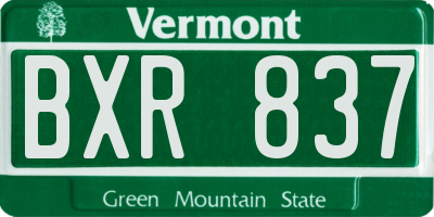 VT license plate BXR837