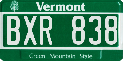 VT license plate BXR838
