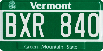 VT license plate BXR840